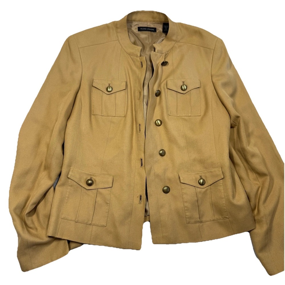 Valerie Stevens Jacket Womens Size 14 Silk Blazer Gold Buttons